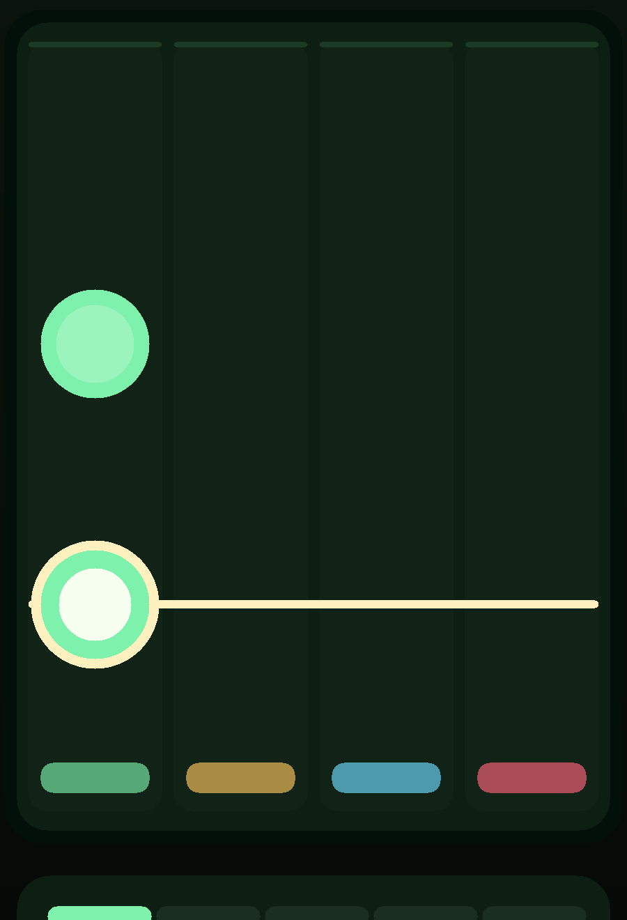 切る・返す・盛る・出すのレーンが表示された Beat Bento のゲーム画面